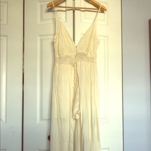 Zara Cream Lace Romper/Maxi Dress